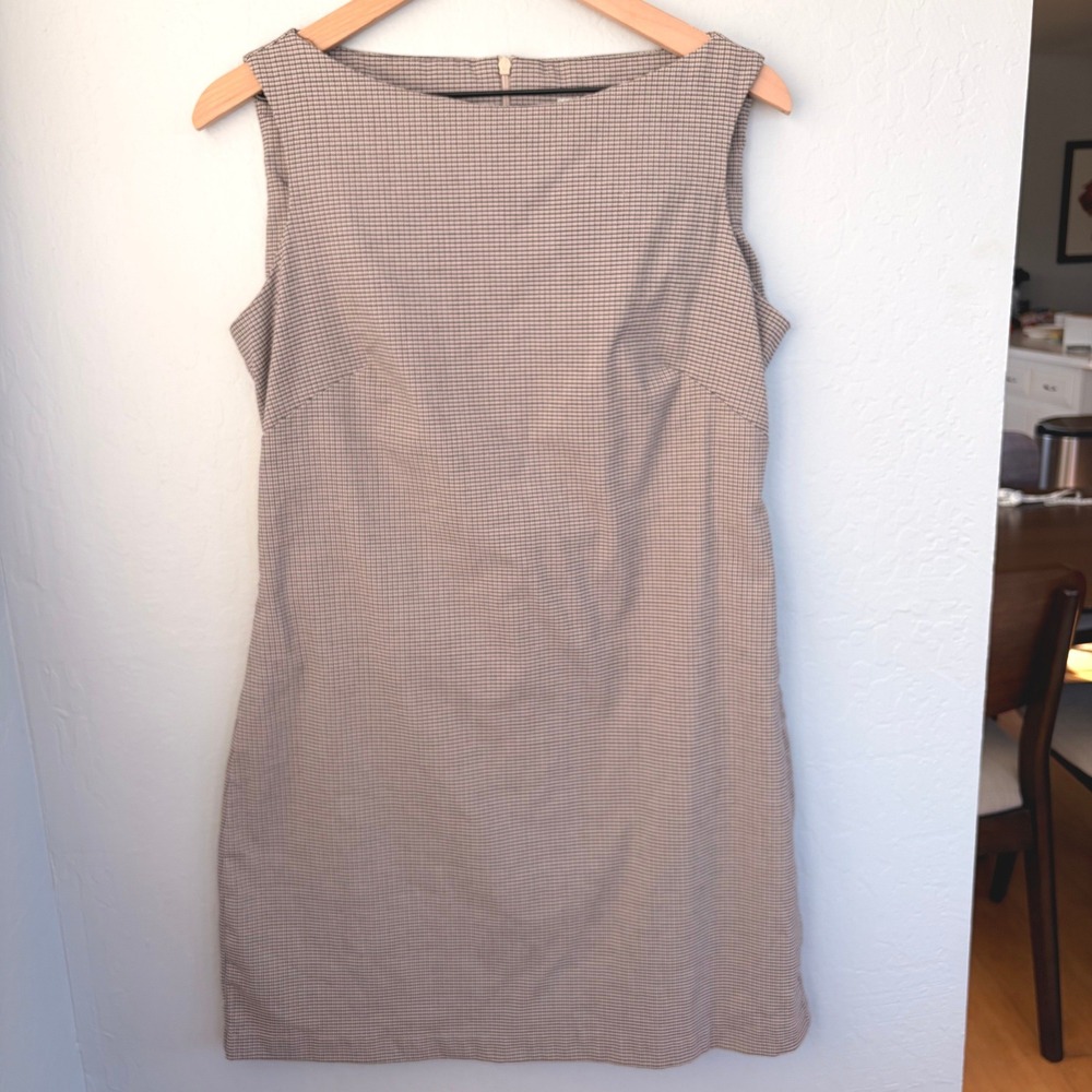Le Soleil Y2k Sheath Dress Women's L Houndstooth Sleeveless Tie Back Career